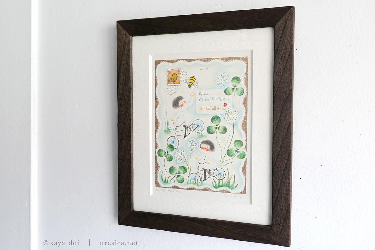 ハトの図版　アンティーク版画　マイヤー百科事典　ドイツ　リトグラフ　鳩　額付 ハトの図版 アンティーク版画 マイヤー百科事典 ドイツ