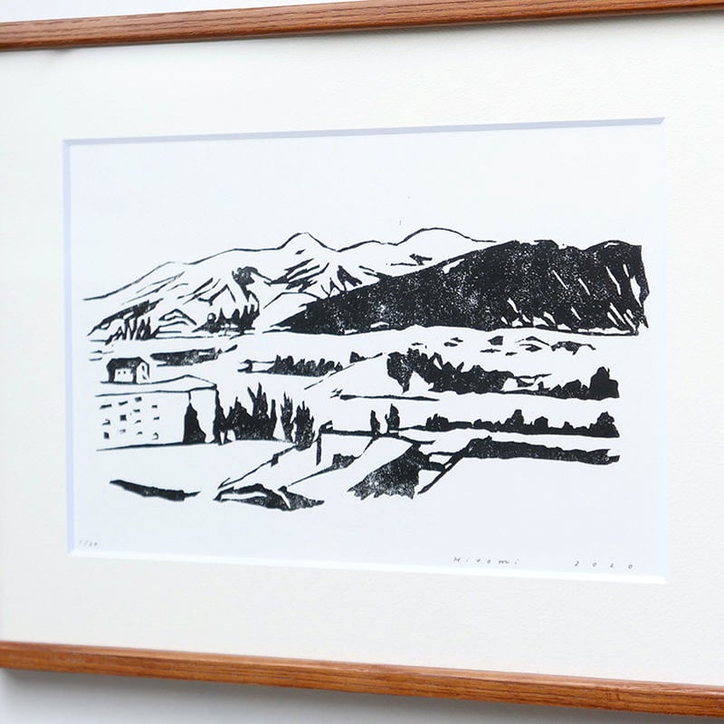 平岡瞳 木版画「温泉地」 | URESICA