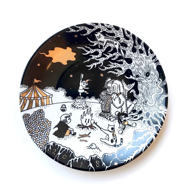 石黒亜矢子 絵皿「ビッギーと星を追う子供達と猫」 | URESICA