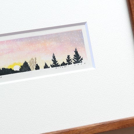 平岡瞳　木版画「夕方 2」