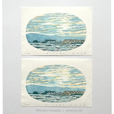 平岡瞳　木版画「空とおく」02