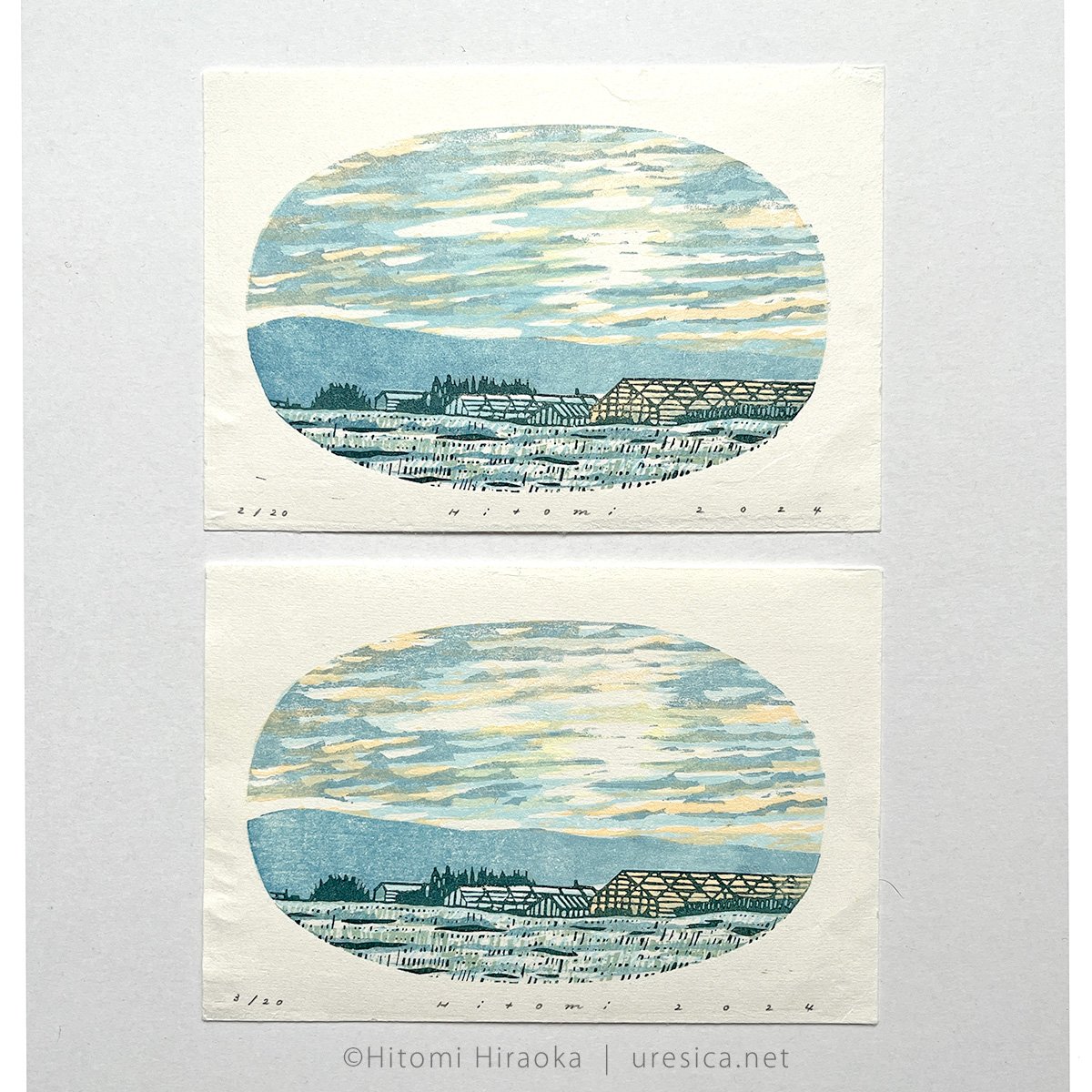 平岡瞳さん　版画 2023年 平岡瞳 木版画「空とおく」02 | URESICA