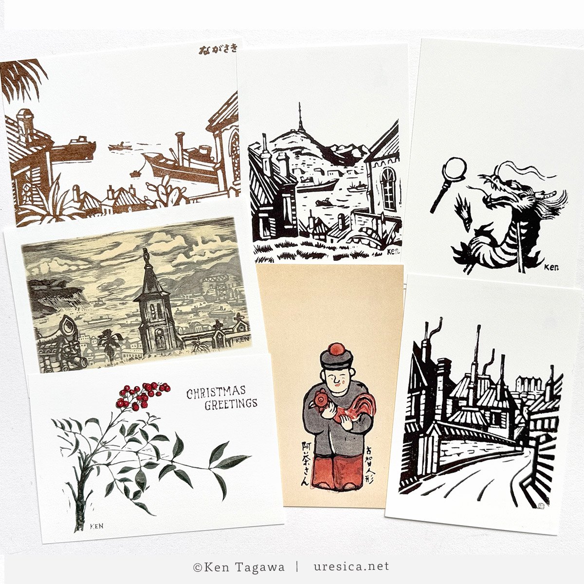 激レア【1958年⭐︎田川憲　手摺り版画 年賀状　長崎放送 NBC】 激レア【1958年⭐︎田川憲 手摺り版画 年賀状 長崎放送 NBC】