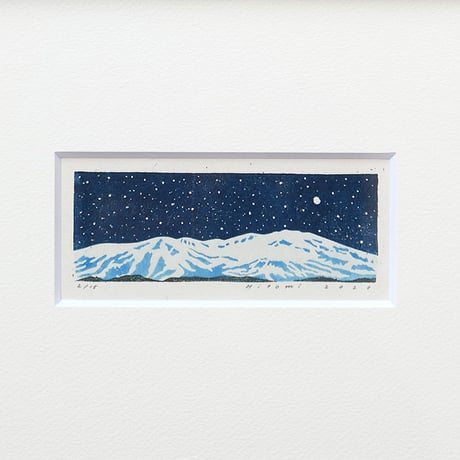 平岡瞳　木版画「夜 1」