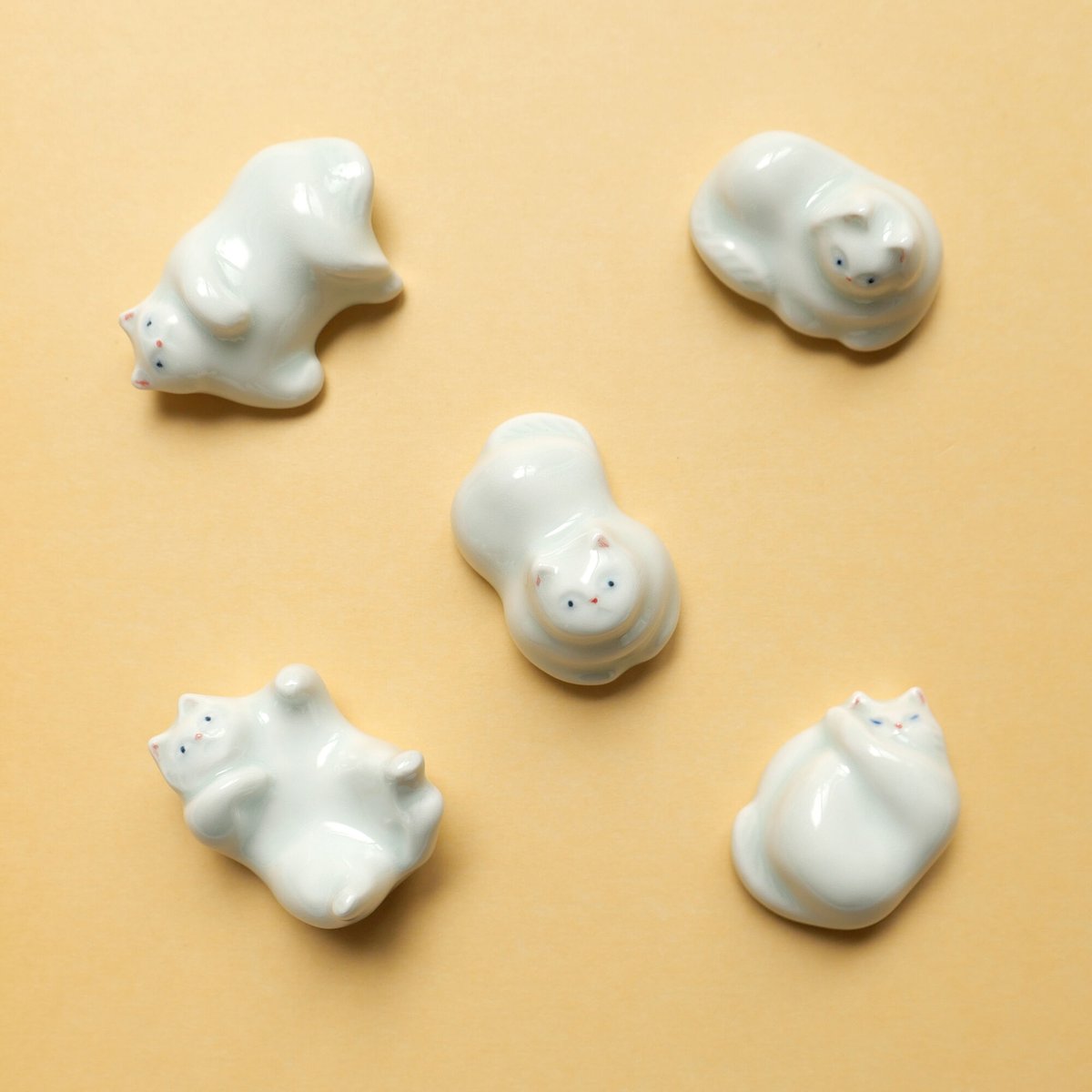 No.151 ミモザ＆猫ちゃんの箸置き♡固まるハーバリウム2個set 猫