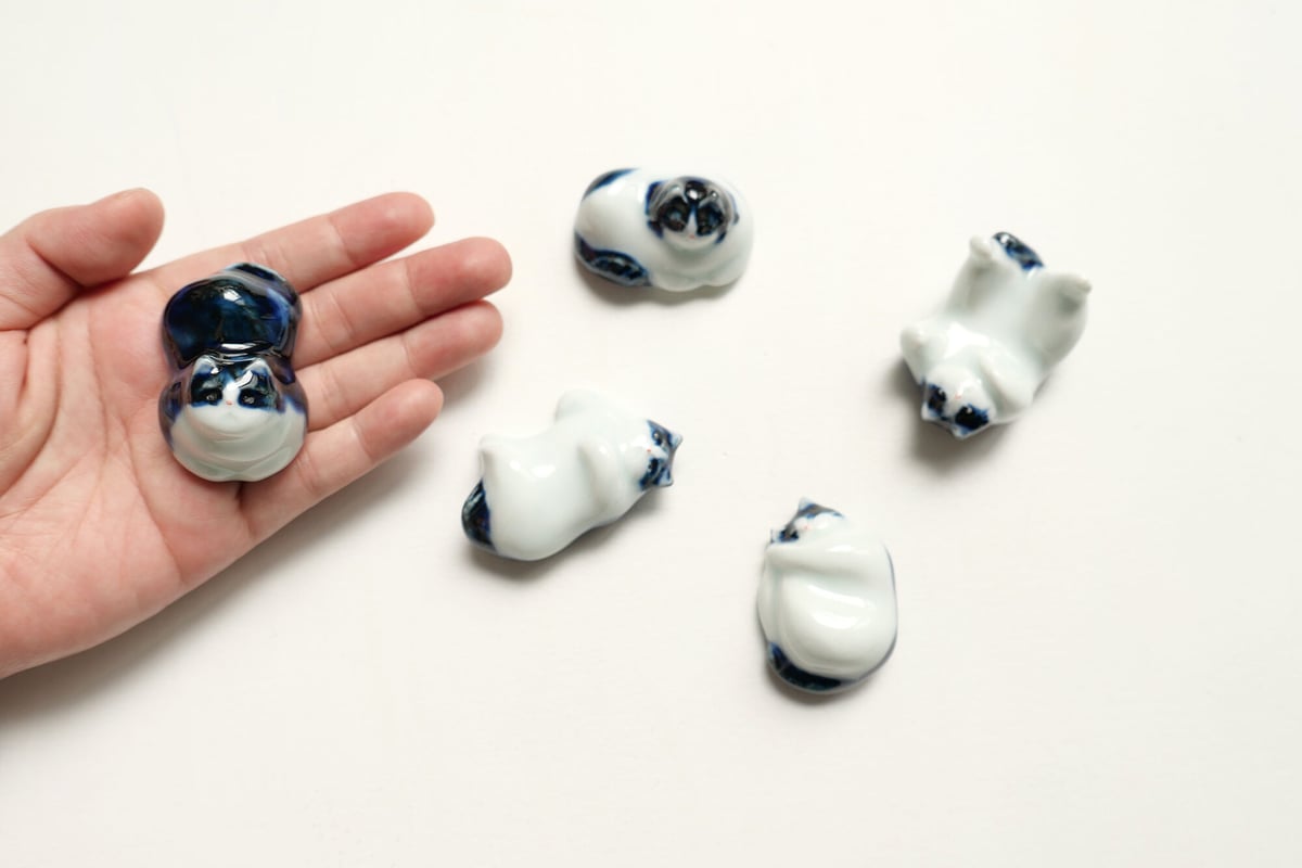 No.151 ミモザ＆猫ちゃんの箸置き♡固まるハーバリウム2個set No.