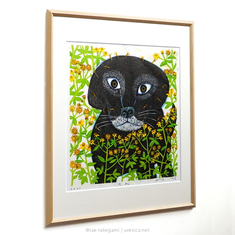竹上妙　木版画「たね」
