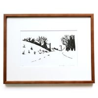 平岡瞳　木版画「山道」