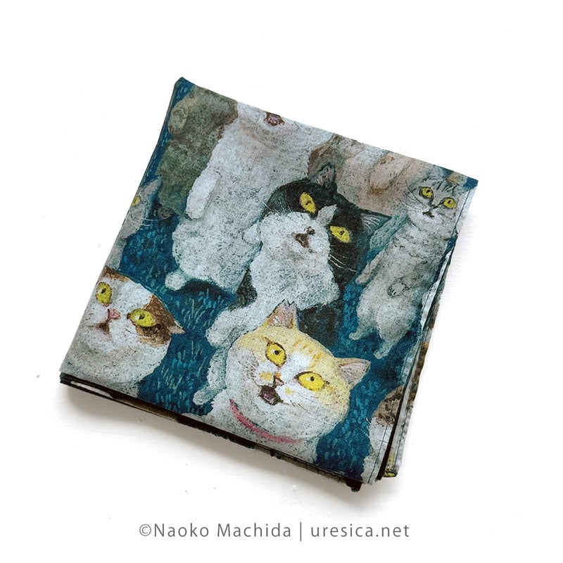 町田尚子「ネコヅメのよる」大判ハンカチ | URESICA
