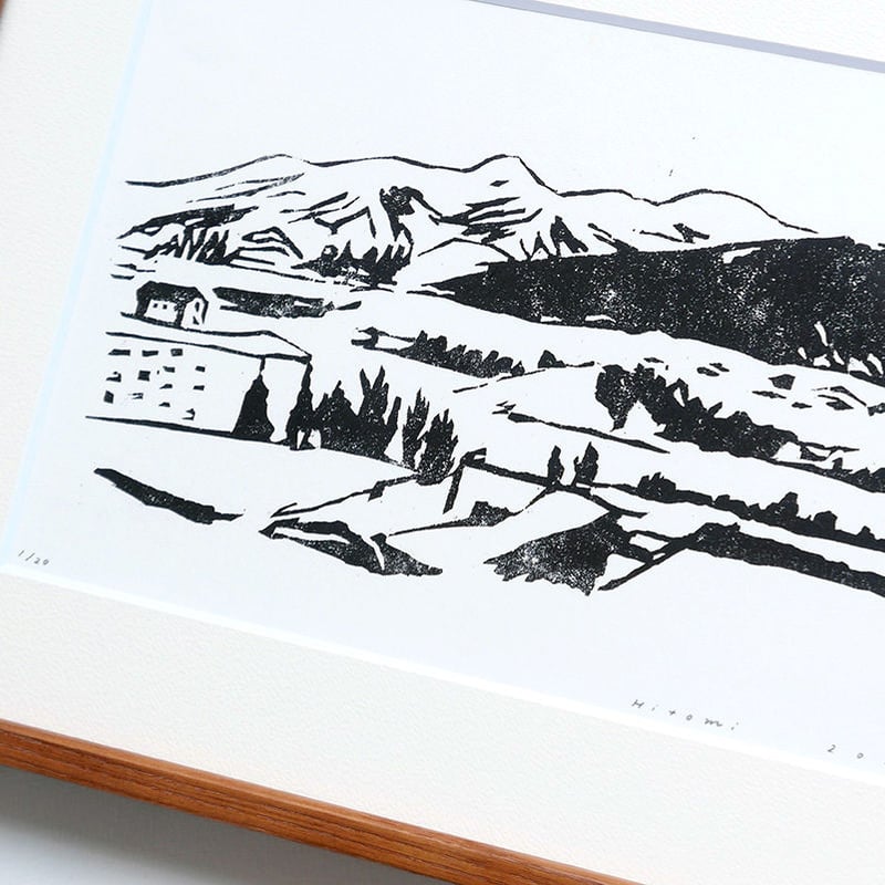 平岡瞳 木版画「温泉地」 | URESICA