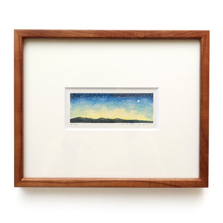 平岡瞳　木版画「夜も少し」