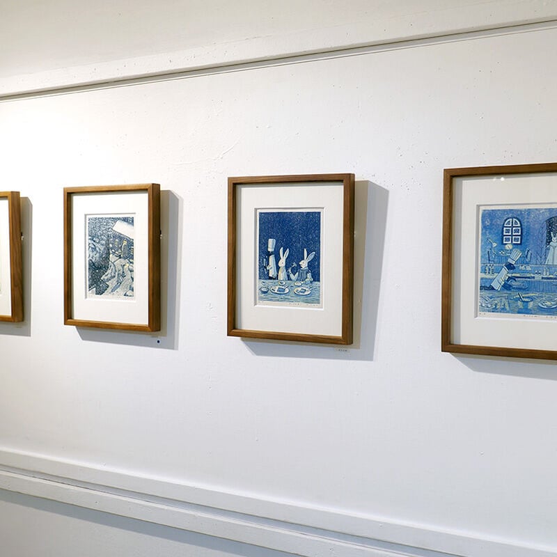 原弘、【’04内面空間 1-1】、希少な額装用画集より、新品額装付 平岡瞳 版画「まっくろいたちのレストラン」12 | URESICA