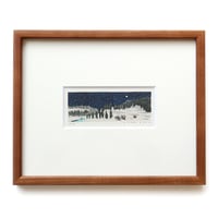 平岡瞳　木版画「夜の雪山」