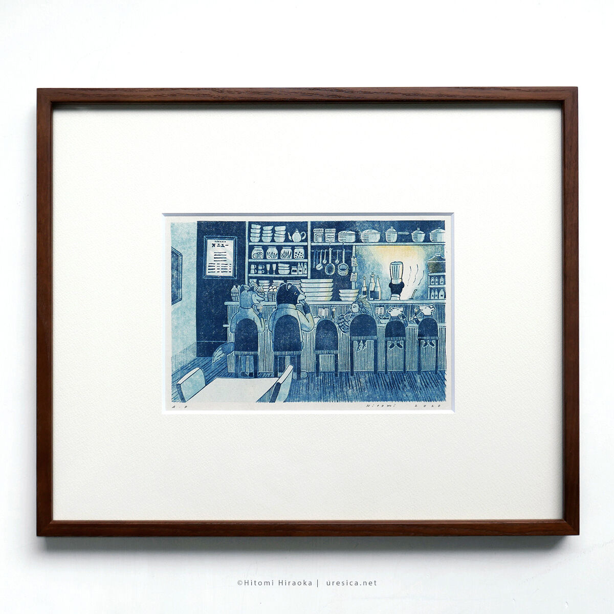 平岡瞳 版画「まっくろいたちのレストラン」 06 | URESICA