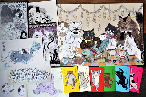 石黒亜矢子「百猫夜行絵巻」ポストカード | URESICA