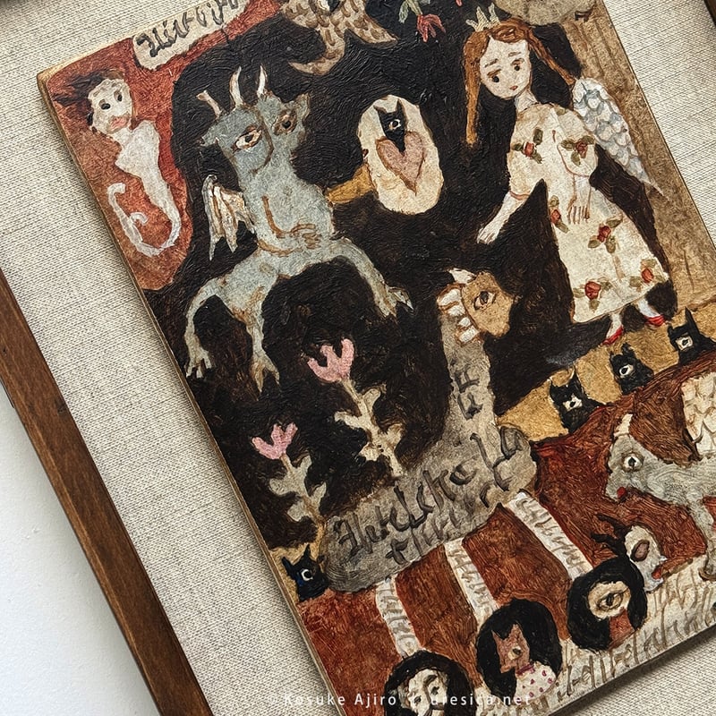 網代幸介　原画　木製フレーム付き　アガニョーク 網代幸介「小悪魔の誘惑」 | URESICA
