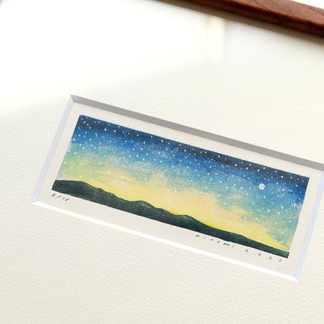 平岡瞳　木版画「夜も少し」