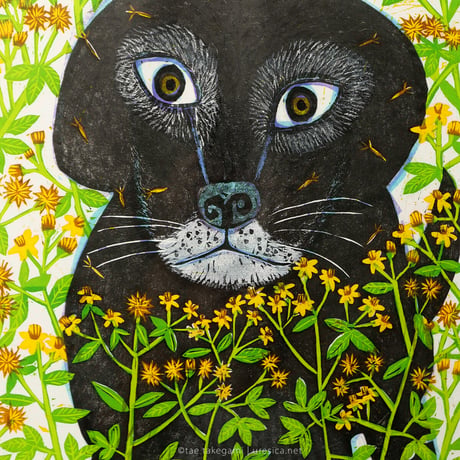 竹上妙　木版画「たね」