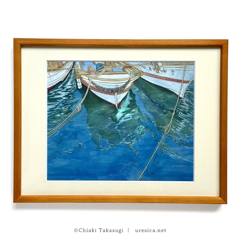 CHIM 油彩画 海と漁船 高杉千明「海と漁船」 | URESICA