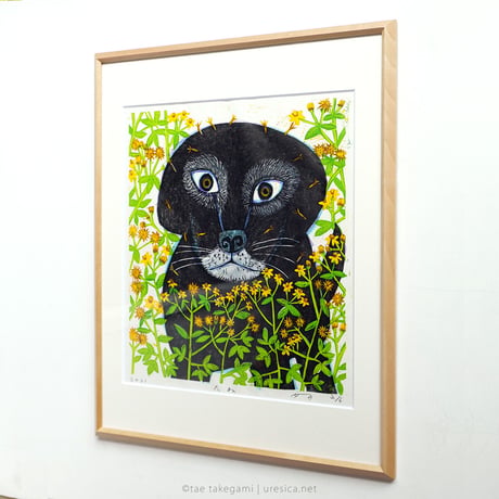 竹上妙　木版画「たね」