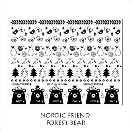【単品】NORDIC FRIEND転写紙★フォレスト＆ベア★ブラック