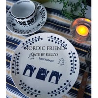 【単品】NORDIC FRIEND転写紙★フラワー＆キャット★ネイビー