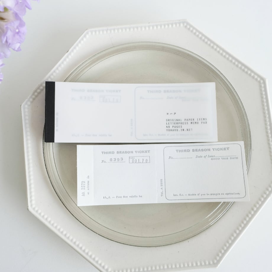 Yohaku Letterpress Memo Pad - Ticket Grey