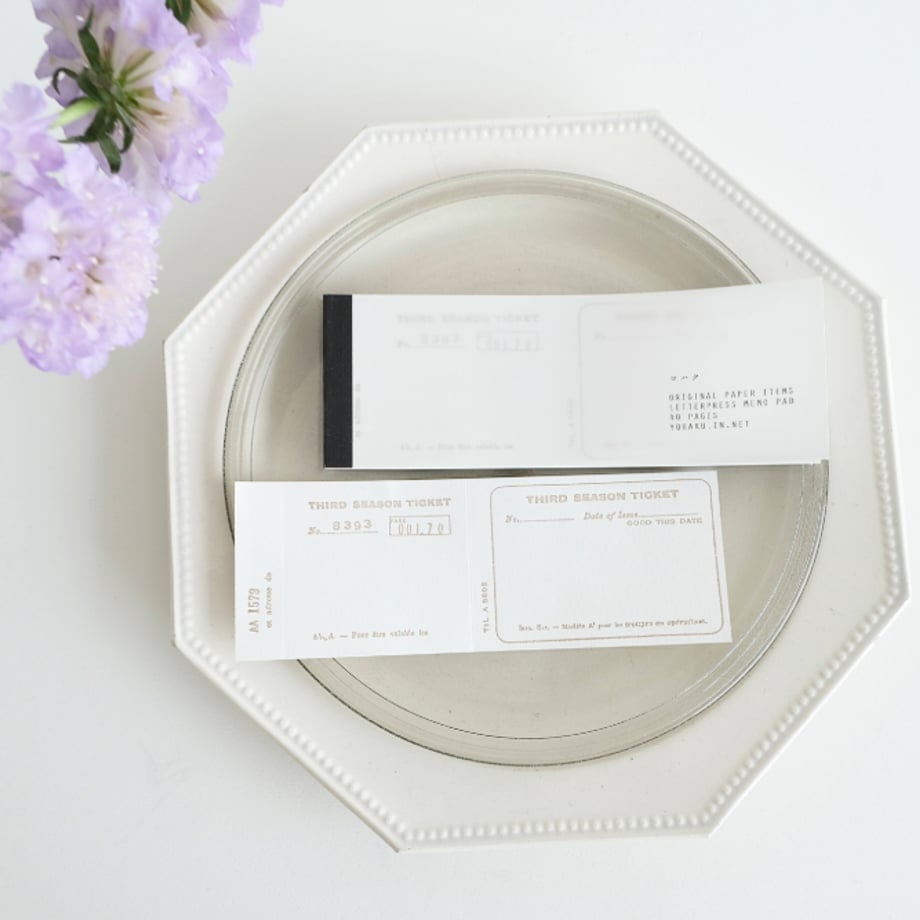 Yohaku Letterpress Memo Pad - Ticket Bronze