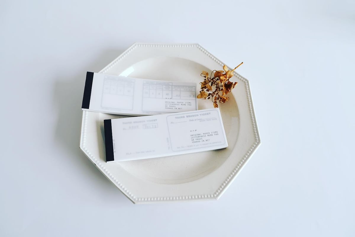 M-098 活版のメモ帳 ticket black | ヨハク