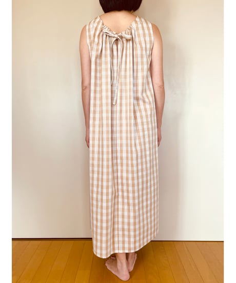 PALAKA BEIGE バックリボン ワンピース  HNLS03527-05030