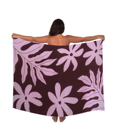 Hawai'ian Pareo    TAHITIAN GARDEN TIARE   Burgundy Cherry Blossom  HNLS03597-8490