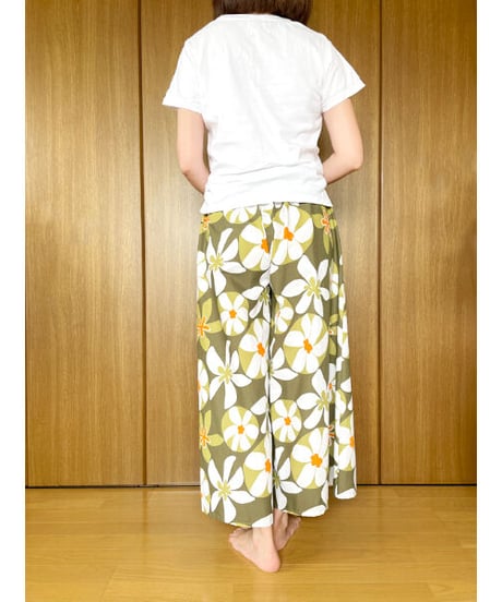 ハワイアン マキシパンツ　プルメリア オリーヴ　HNLS03287-47310