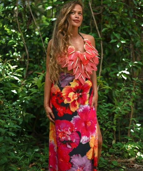 Tag Aloha PAREO Hibiskiss Moon with Ocean Dreamer   HNLS03583-53630