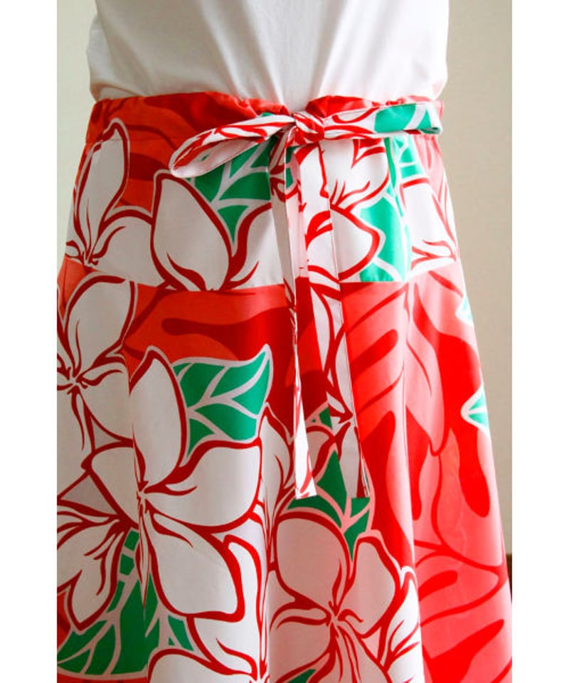 ハワイアン 2wayスカートチュニック ビックホワイトプルメリア