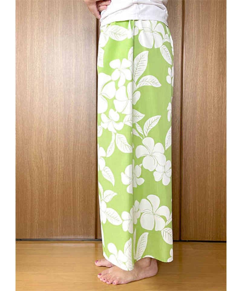 ハワイアン マキシパンツ プルメリアグリーン HNLS03333-85810 | Leimeria