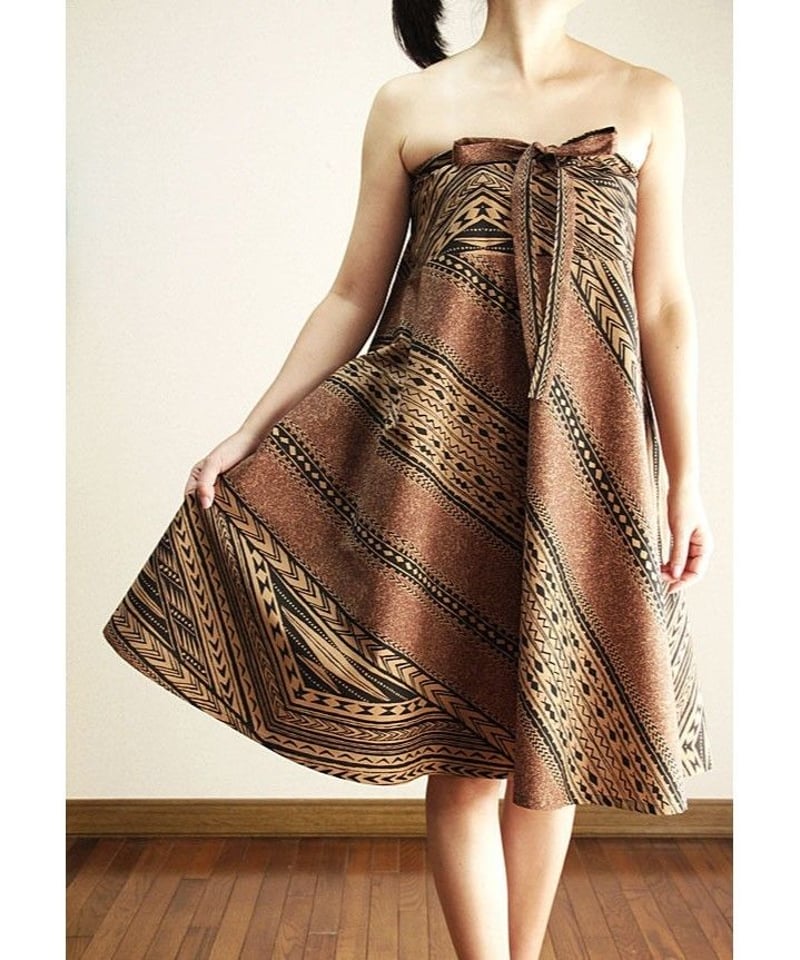 ハワイアン 2wayスカートチュニック ブラウンハワイアン