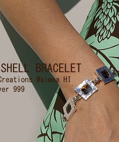 Kismets Creation　ハワイアンジュエリー オピヒシェル x シルバーブレスレット　HNLS01296-019410-B117