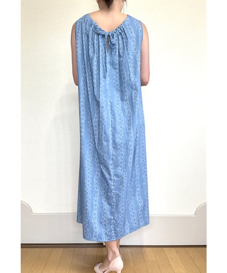 バックリボン マキシワンピース  プアキニキニ Blue  HNLS03573-12020