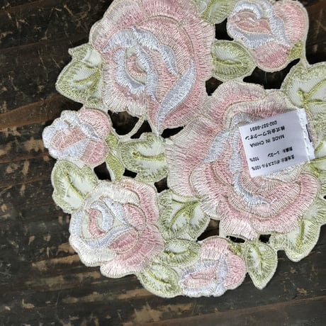 ローズ刺繍コースター3枚セット