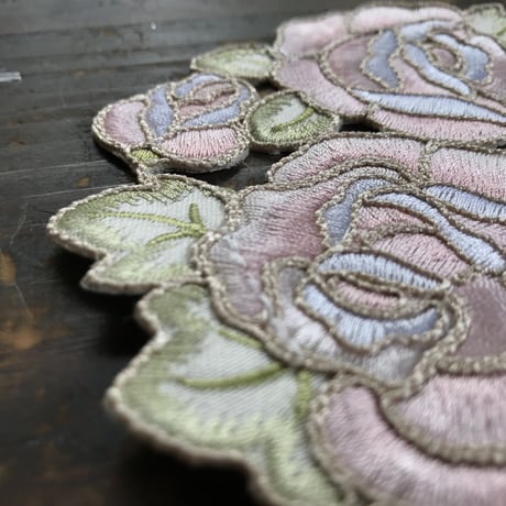 ローズ刺繍コースター3枚セット
