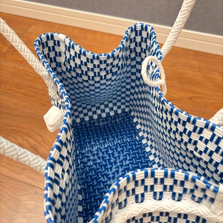 人気商品♦︎GP BOX TOTE ♦︎【ホワイトブロック】（マリンブルー✖️ホワイト）♦︎横型　M