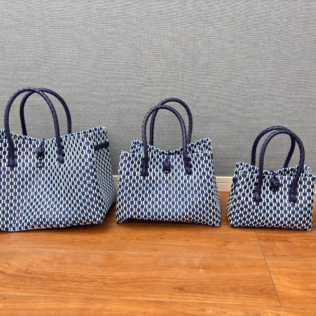 人気カラー　♦︎GP BOX TOTE ♦︎【ネイビーブロック】（ネイビー✖️ホワイト）♦︎横型　M