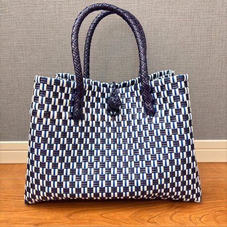 人気カラー　♦︎GP BOX TOTE ♦︎【ネイビーブロック】（ネイビー✖️ホワイト）♦︎横型　M