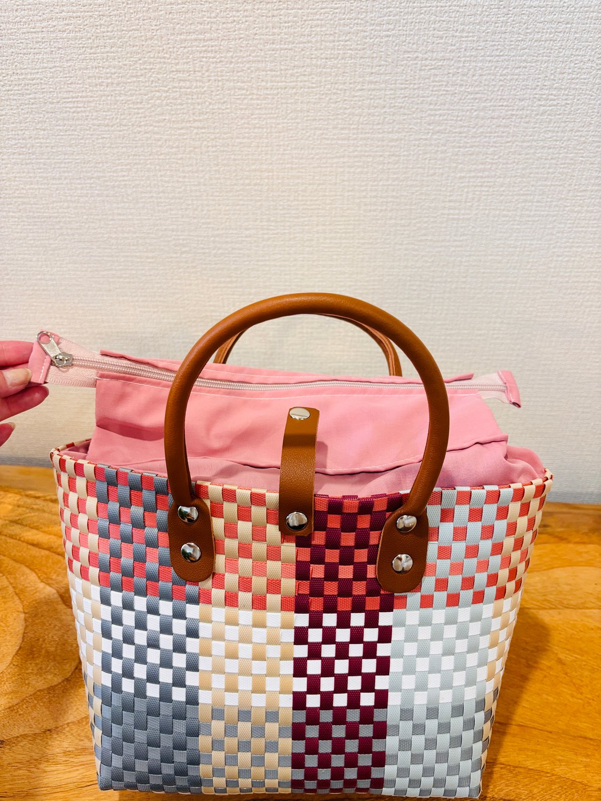カラフルチェック柄かごバッグ プラかごバッグ カラフル＊チェック | made me chum