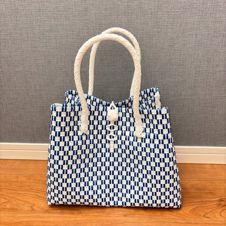 人気商品♦︎GP BOX TOTE ♦︎【ホワイトブロック】（マリンブルー✖️ホワイト）♦︎横型　M