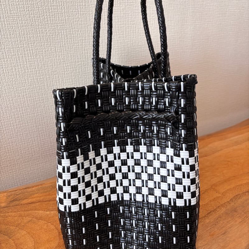 GP ボックストートバッグ L 横型 ＊ブラック✖️ホワイト模様 | true tree