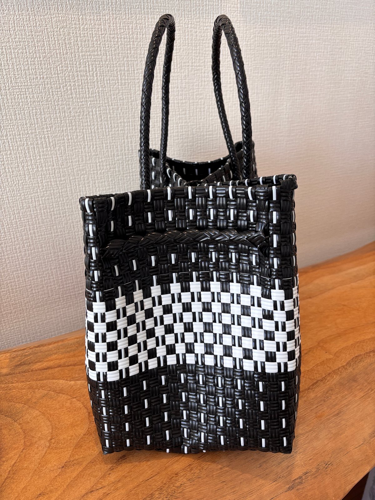 GP ボックストートバッグ L 横型 ＊ブラック✖️ホワイト模様 | true tree