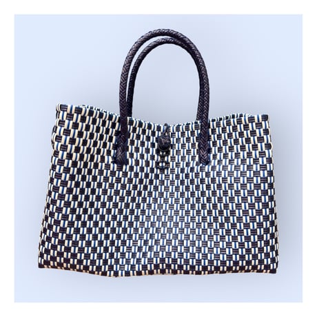 人気カラー　♦︎GP BOX TOTE ♦︎【ネイビーブロック】（ネイビー✖️ホワイト）♦︎横型　M