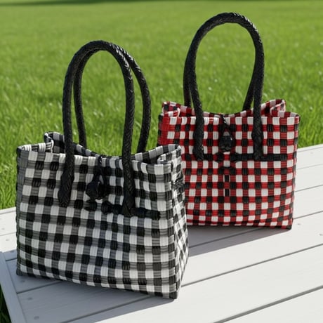 ♦︎GP BOX TOTE ♦︎【ギンガムチェック】（B/R）♦︎横型　S