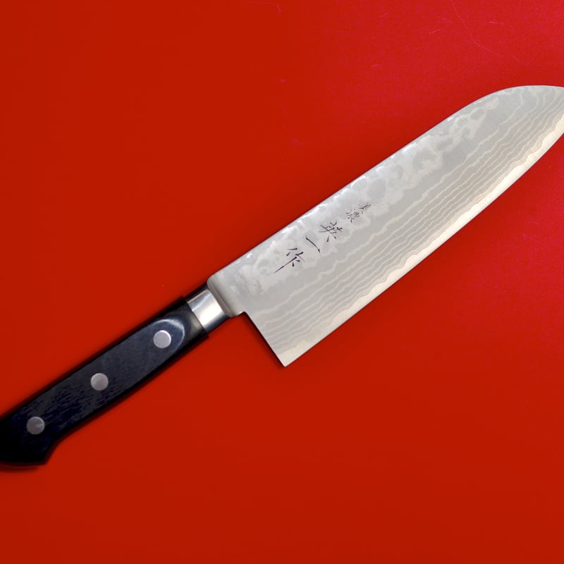 美濃 英一作 ダマスカス鋼VG-10 三徳包丁 | マルサ研磨巧業